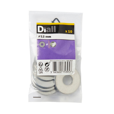 Diall M12 Stainless Steel Large Flat Washer, (Dia)12Mm, Pack Of 10