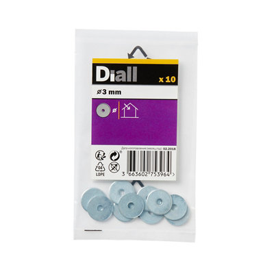 Diall M3 Carbon Steel Penny Washer, (Dia)3Mm, Pack Of 10