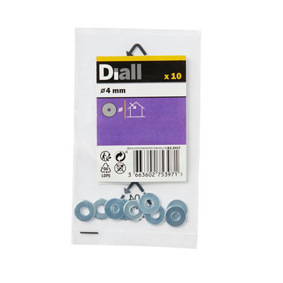 Diall M4 Carbon Steel Penny Washer, (Dia)4Mm, Pack Of 10