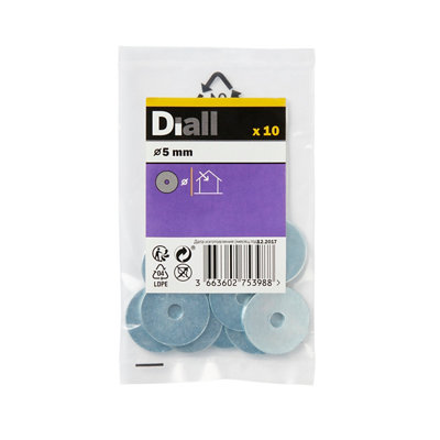 Diall M5 Carbon Steel Penny Washer, (Dia)5Mm, Pack Of 10