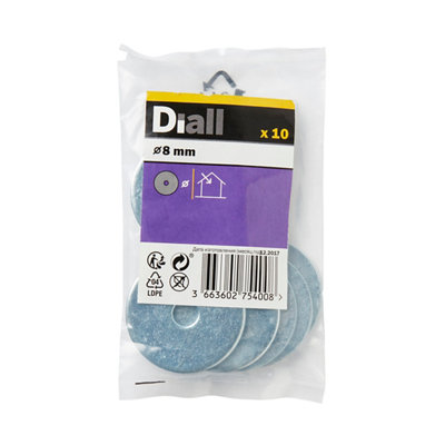 Diall M8 Carbon Steel Penny Washer, (Dia)8Mm, Pack Of 10