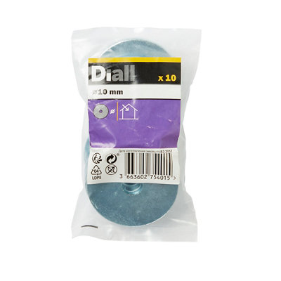 Diall M10 Carbon Steel Penny Washer, (Dia)10Mm, Pack Of 10
