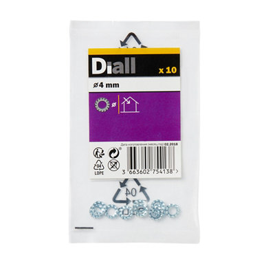 Diall M4 Steel Shakeproof Washer, (Dia)4Mm, Pack Of 10