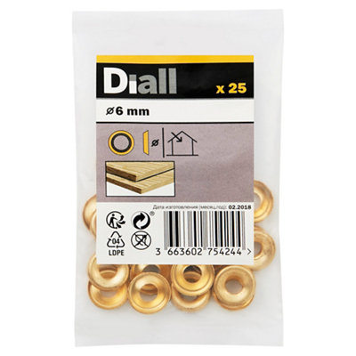 Diall M6 Brass Screw Cup Washer, (Dia)6Mm, Pack Of 25