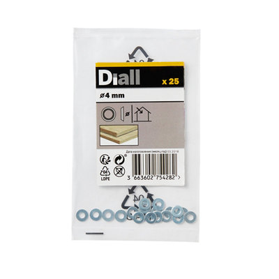 Diall M4 Carbon Steel Screw Cup Washer, (Dia)4Mm, Pack Of 25