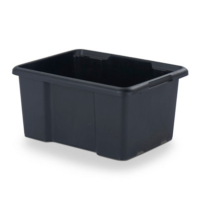 Form Fitty Black 44L Plastic Stackable Storage Box