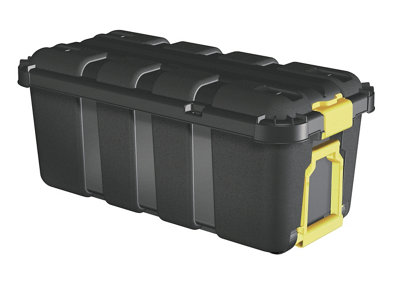 Form Skyda Heavy Duty Black 68L Plastic Wheeled Storage Trunk With Lid