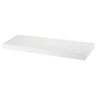 Goodhome Cusko Satin White Rectangular Floating Shelf (L)80Cm X (D)23.5Cm