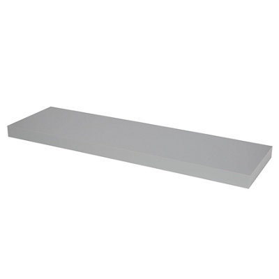 Goodhome Cusko Satin Grey Rectangular Floating Shelf (L)80Cm X (D)23.5Cm