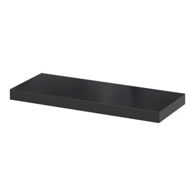 Goodhome Cusko Satin Black Oak Effect Rectangular Floating Shelf (L)60Cm X (D)23.5Cm