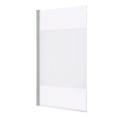 Goodhome Calera Straight Frosted Glass White Bath Screen (W)865Mm (H)1400Mm