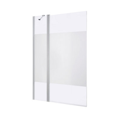 Goodhome Calera Straight 2 Panel Frosted Glass White Bath Screen (W)1040Mm (H)1400Mm