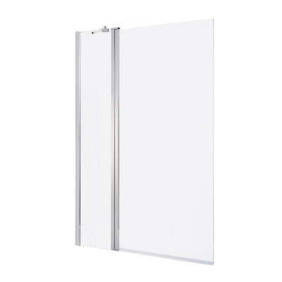 Goodhome Calera Straight 2 Panel Silver Effect Frame Bath Screen (W)1040Mm (H)1400Mm
