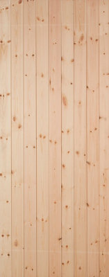 B&Q Ledged & Braced Cottage Wooden Pine Veneer Swinging External Side Back Door, (H)2032Mm (W)813Mm