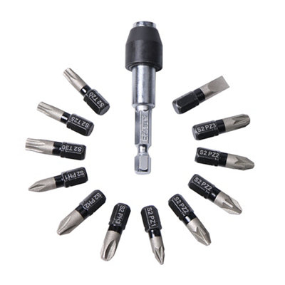 Erbauer Diamond Mixed Impact Steel (S2 Grade) Screwdriver Bits (13 Pieces) - Sdr21142