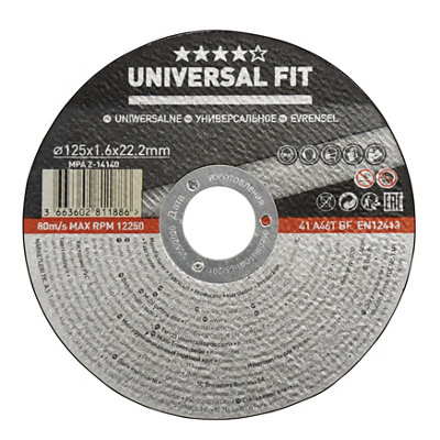 Universal Cutting Disc 125Mm X 1.6Mm X 22.2Mm