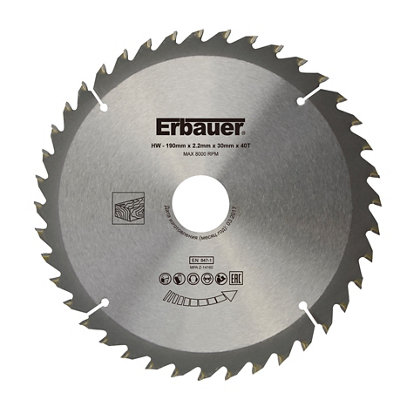 Erbauer Wood 40T Circular Saw Blade (Dia)190Mm