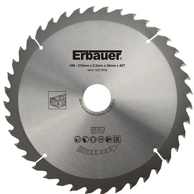 Erbauer Wood 40T Circular Saw Blade (Dia)210Mm