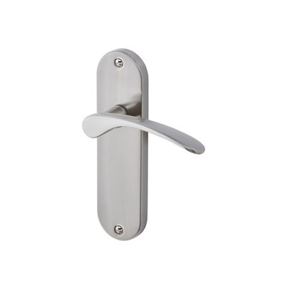 Colours Beare Satin Nickel Effect Aluminium & Steel Curved Latch Door Handle (L)110Mm
