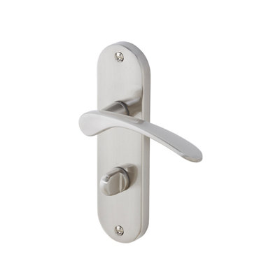 Colours Beare Satin Nickel Effect Aluminium & Steel Curved Bathroom Door Handle (L)110Mm
