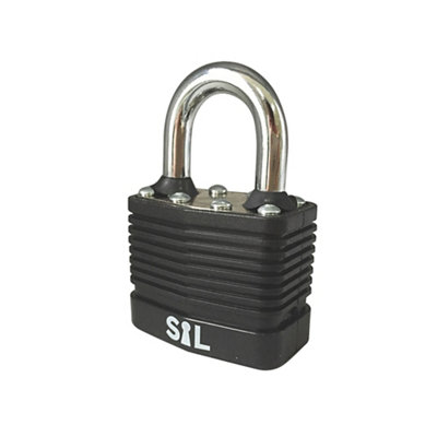 Smith & Locke Laminated Steel Black Open Shackle Padlock (W)45Mm