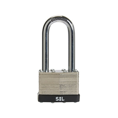 Smith & Locke Laminated Steel Black Long Open Shackle Padlock (W)50Mm