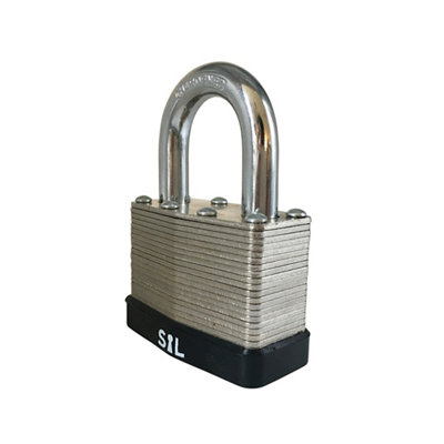 Smith & Locke Laminated Steel Black Open Shackle Padlock (W)40Mm, Pack Of 3