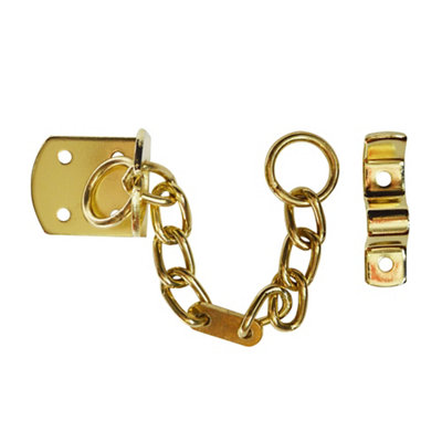 Smith & Locke Polished Brass Effect Steel Door Chain, (L)208Mm
