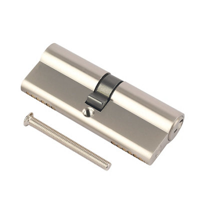 Smith & Locke Nickel Effect Brass Single Euro Cylinder Lock, (L)80Mm (W)33Mm