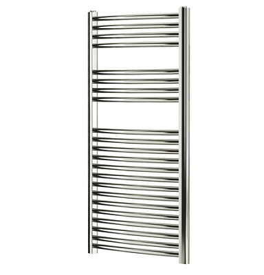 Flomasta Blyss Chrome Effect Curved Towel Warmer (W)450Mm X (H)1100Mm