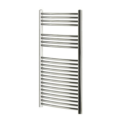Flomasta Blyss Chrome Effect Curved Towel Warmer (W)600Mm X (H)1100Mm