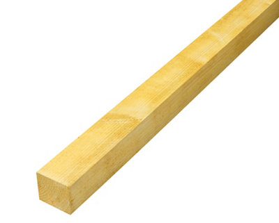 B&Q Rough Sawn Treated Whitewood Spruce Stick Timber (L)2.4M (W)50Mm (T)47Mm