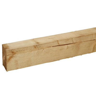 B&Q Rough Sawn Treated Whitewood Spruce Stick Timber (L)2.4M (W)75Mm (T)47Mm