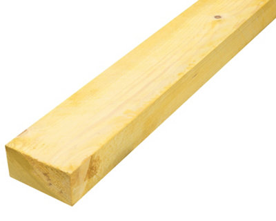 B&Q Rough Sawn Treated Whitewood Spruce Stick Timber (L)2.4M (W)100Mm (T)47Mm