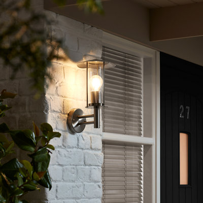 Blooma Chignik Silver Effect Mains-Powered Halogen Outdoor Lantern Wall Light