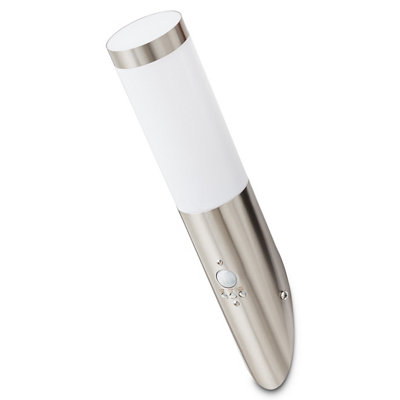Blooma Hollis Silver Effect Halogen Pir Motion Sensor Outdoor Tube Wall Light 15W