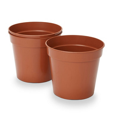 Verve Lei Terracotta Plastic Grow Pot (Dia) 15Cm, (H)15Cm, Pack Of 3, 1.68L