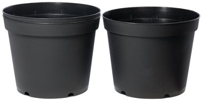 Verve Lei Black Plastic Grow Pot (Dia) 23Cm, (H)18Cm, Pack Of 3, 5.29L
