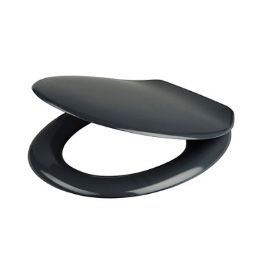 Cooke & Lewis Genoa Grey Standard Soft Close Toilet Seat