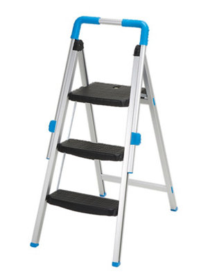 Mac Allister 3 Tread Aluminium Foldable Step Stool (H)1.1M