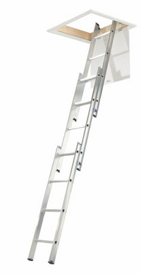 Unbranded 3 Section 12 Tread Tilt & Turn Right Loft Ladder
