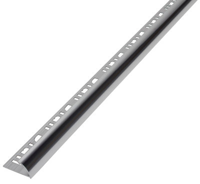 Diall Polished Chrome Effect 12.5Mm Round Aluminium External Edge Tile Trim, (W)29Mm