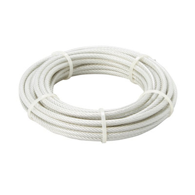 Diall White Pvc & Steel Cable, (L)10M (Dia)2.5Mm, 320G