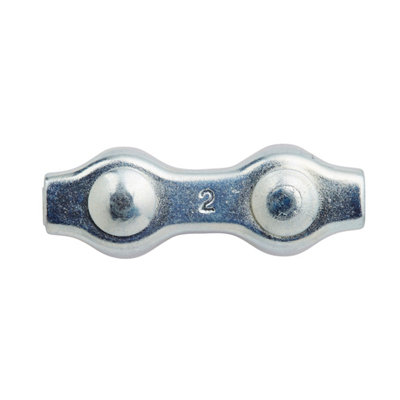 Diall Duplex Zinc-Plated Steel Wire Rope Clamp (L)90Mm (Dia)2Mm, Pack Of 2