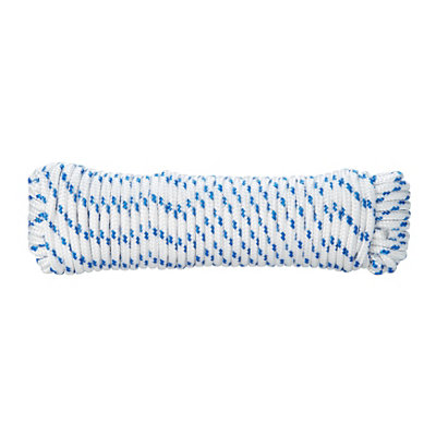 Diall White & Blue Polypropylene Braided Rope, (L)10M (Dia)6Mm