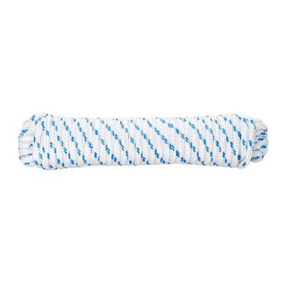 Diall White & Blue Polypropylene Braided Rope, (L)15M (Dia)8Mm
