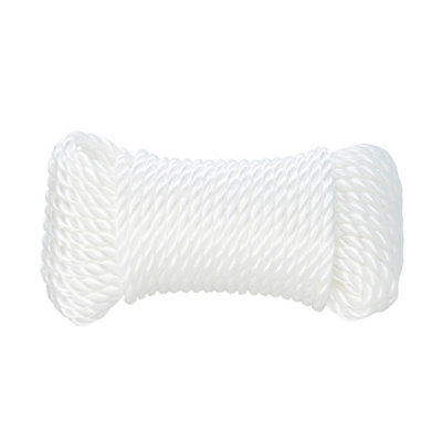 Diall White Polypropylene Twisted Rope, (L)7.5M (Dia)6Mm