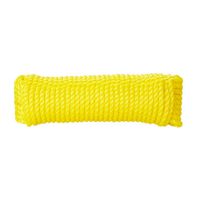Diall Yellow Polypropylene Twisted Rope, (L)7.5M (Dia)8Mm