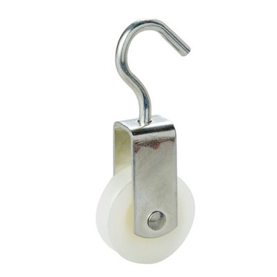 Diall Zinc-Plated White 1 Wheel Pulley, (Dia)40Mm (Max)15Kg