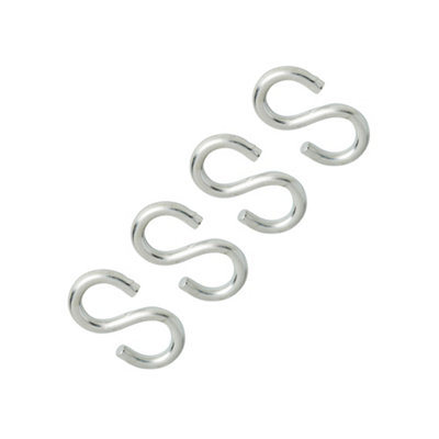 Diall Zinc-Plated Steel S-Hook (H)45Mm, Pack Of 4